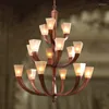 Chandeliers Mini Red Wood El Lighting Fixture Church Living Room Chandelier Glass Shade Resin Ceiling Bar