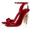 Berömda sommarsandaler skor för kvinnor polerad kalvskinn patent läder dam guldpläterad kol gladiator sandalias party bröllop eu35-44 låda