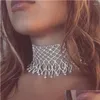 Chokers gargantilhas mulheres mtilayers tamel cristal shinestone colar água gota pendente