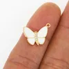 Pendant Necklaces Butterfly Charm Connector Gold Plated Enamel Oil Dripped Gemstone Jewelry Making Accessories