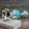 Vasen Europäische Retro kreative klassische Schloss Zinklegierung Emaille Vase Metall Handwerk Home Dekoration Ornamente