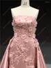 Party Dresses Vestidos de Fiesta Real Po Pink Color V -ringpärlor med fjädrar -Längd formell dans Swards prom aftonklänning
