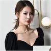 Chokers Choker Fashion Double Rhinestone Pearl Stitching Ladies Necklace Camellia ClaVicle Chain Womens Flower Neck Rem Drop Deliv Dhmyl