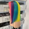 Brazylijskie ludzkie dziewicze włosy #613 Podkreślenie tęczy Rainbow Bob Prawdziwe włosy jedwabiste proste nakrycia głowy ludzkie włosy koronkowe peruki