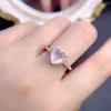 Cluster Rings 925 Silver Rose Quartz Heart Ring Natural Pink Promesse de fiançailles