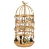 Jewelry Pouches Bird Cage Rack Four-tier Golden Earring Rotating Display Storage