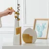 Vasen Nordic Ins Keramik Vase Home Dekoration Licht Luxus Goldenen Blumentopf Hochzeit Handwerk Geschenk