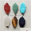 Colares pendentes Moda de boa qualidade Mistura de pedra natural esculpida em forma de palma pingentes para jóias produzindo 6pcs/lote por atacado dr dhwxg