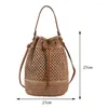 Bolsas noturnas de palha de alta capacidade de palha de palha feminina bolsa de balde feminina bolsas tecidas Casual Boho Beach Crossbody