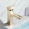 Bathroom Sink Faucets Golden Square 304 Stainless Steel Basin Faucet Home El Cold Water Tap Deck Mounted