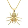 3D SPIDER SHAPE Wisiant Naszyjnik Hip Hop Street Dance Cool Trendy Men's Accessories 18K Yellow Gold Fashion Biżuteria