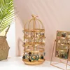 Jewelry Pouches Bird Cage Rack Four-tier Golden Earring Rotating Display Storage