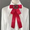 Bow Ties British Women Wedding Business Party Shirt Bowtie Cravat Lady Ribbon Clip Pins Necktie Cute Alloy Bling Rhinestone Chic Tie