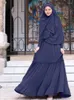 Etniska kläder muslimska långa khimar abaya klänning malaysia kalkon islamisk dyrkan mantel hijab huvudduk dubai arabiska kläder 2 stycke uppsättning