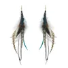 Dangle Earrings 1pairFashion Extra Long Feather Earring Brown Striped For Women Party Ear Jewelry