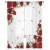 Vorhang Rote Rosen Blumen Tüllvorhänge für Wohnzimmer Schlafzimmer Dekor Transparent Chiffon Sheer Voile Fenster