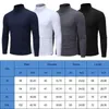 Hommes t-shirts 2023 tortue col haut à manches longues hauts hiver automne demi col pull pull chemise mince tricoté t-shirts