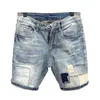 Pantalones cortos de mezclilla de jeans para hombre Mens Light Blue Fifth Pants de moda de lana suelta de lana de lana dividida corta