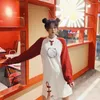 Vestidos casuales japonés Vintage Kawaii mujeres vestido rojo estilo chino manga larga niñas lindo estampado Mini sudadera 2023