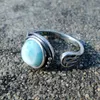 Cluster Rings Fashion Wholesale Jewelry Ring 925 Silver Blue 8MM Larimar Engagement Wedding For Women