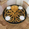 Table Cloth Round Waterproof Oil-Proof Call Of Cthulhu Tablecloth Backed Elastic Edge Covers Fit Lovecraft Monster Movie