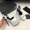 Open-Toe-plattform Sandaler Smooth Leather High Heels Kvinnors lyxdesigner Läder yttersula Klänning Party Shoes Factory Factwear