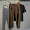 Pants Winter Thick Set Casual Straight Skirt Korean Classic Fashion Business Wool Fabric Brown Black Formal Men's P230529