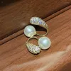 Boucles d'oreilles 2023 femmes diamant orné de gouttelettes d'eau en forme de perles incurvées avec à la mode porté avant et après