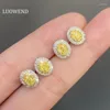 Stud Earrings LUOWEND 18K White Gold Oval Cut Luxury Yellow Diamond Design Engagement Party Jewelry For Women