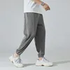 Pantalons pour hommes Été Cool Glace Soie Drapé Hommes Respirant Coréen Mode Mollet Longueur Pantalon Mâle Doux Joggers Mince À Séchage Rapide Streetwear