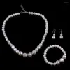 Collana Orecchini Set 3 Pezzi Splendido Braccialetto Di Perle Accessori Per Gioielli Per Le Donne Regalo Di Fidanzamento Per La Festa Nuziale