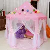 Toy Tents Girl Princess Pink Castle Tents Portable Children Outdoor Garden Folding Play Tent Lodge Kids Ball Pool Indoor Outdoor Playhouse 230529