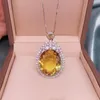 Halsband örhängen set klassisk stor karat gul kristall citrin simulerade diamantringar hängen halsband för kvinnor vit guld färg