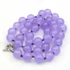 Kedjor 10mm runda violetta jades chalcedony halsband natursten handade kvinnor halskor diy modesmycken gör design