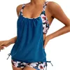 Kvinnors badkläder Kvinnor Summer Beachwear Swim Tankini Monokini Baddräkt Två stycken Bikini Plus Size Floral Baddräkter med BOYSHORT