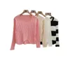 여성 T 셔츠 2023 마모 경기 스웨터 디자인 감각 한국 간단한 기질 라운드 목 패턴 가장 긴 슬리브 상단