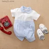 Rompers Dzieci Letni strój ubrania nowonarodzony chłopiec romper hiszpański niemowlę kombinezon ogólnie dziecko urodzinowe dżentelmen dziecięcy maluch t230529