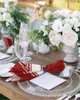 Table Napkin 4pcs Christmas Valentine Red Stripes Farm Square 50cm Wedding Decoration Cloth Kitchen Dinner Serving Napkins