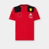 남자 티셔츠 2023 F1 새로운 레이싱 유니폼 스페인 팀 Sainz No. 55 라운드 넥 티셔츠 고품질 사용자 정의 가능한 이름 번호