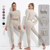 Yoga Outfit 2/3 / 4PCS Yoga Set Pour Femmes Sans Couture Workout Gym Wear Fitness Sports Vêtements Costumes Taille Haute Leggings À Manches Longues Crop Top 230526