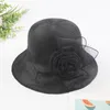 Chapeaux à large bord mariage bal chapeau de fête pour femme printemps été dôme creuser haut maille parasol fleur soleil Design Vintage casquettes de couleur unie