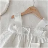 Clothing Sets Girls Outfit Summer Kids Clothes Lace Edge Pure White Baby Girl Casual Suspender Denim Skirt Childrens 230523 Drop Del Dhbwv