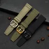 Watch Bands Nylon Waterproof Warchband For Universal Portuguese Canvas Back Leather Men's Strap Army Green 20 21MM 22MM Bracelet