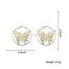 Stud Aensoa Metallic Frech Style Butterfly Big Hoope Kolejne Koreańskie złoto Srebrny Kolor Krążowy dla kobiet biżuteria imprezowa J230529