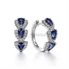 Stud Huitan Luxury Trendy Blue Cubic Zirconia Hoop Earrings Wedding Party Elegant Accessoarer for Women Jubileum Present Nya smycken J230529