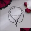 Chokers choker dames zwart roze kraag ketting ketting punk eenvoudige retro met imitatie crystal halloween kwastjes voor vrouwen drop del dheot