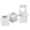 Pudełka na pakowanie pvc okno babeczka pudełko 7.5x7.5x7.5 cm biały błyszczący ciasto w kształcie serca pisze Parże