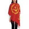 Sciarpe URSS Falce e martello CCCP Sciarpa con bandiera sovietica russa Avvolgere Scialle lungo con nappa invernale da donna Unisex