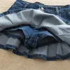 Jupes grande taille 26-40 femmes bleu Denim jupe courte printemps été mode plissée mince Mini Jean Streetwear avec short intérieur