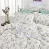 Bedding Sets Cotton Twill Ruffled Quilt Cover Comfortable Pillowcase Small Fresh Flower Green Set Bedspread Kit HM-07F